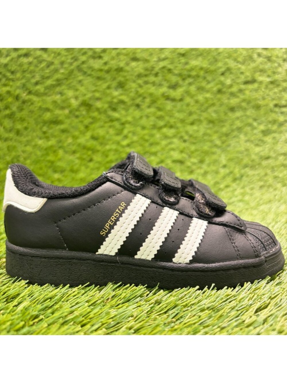 Adidas Superstar Boys Size 9K Core Black White Athletic Leather Shoes Sneakers